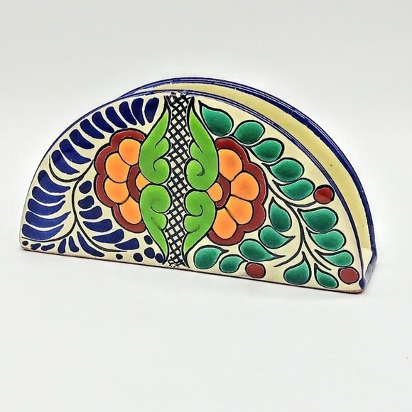 Mexican Hand-Painted Ceramic Napkin Holder - Picture 1 of 6